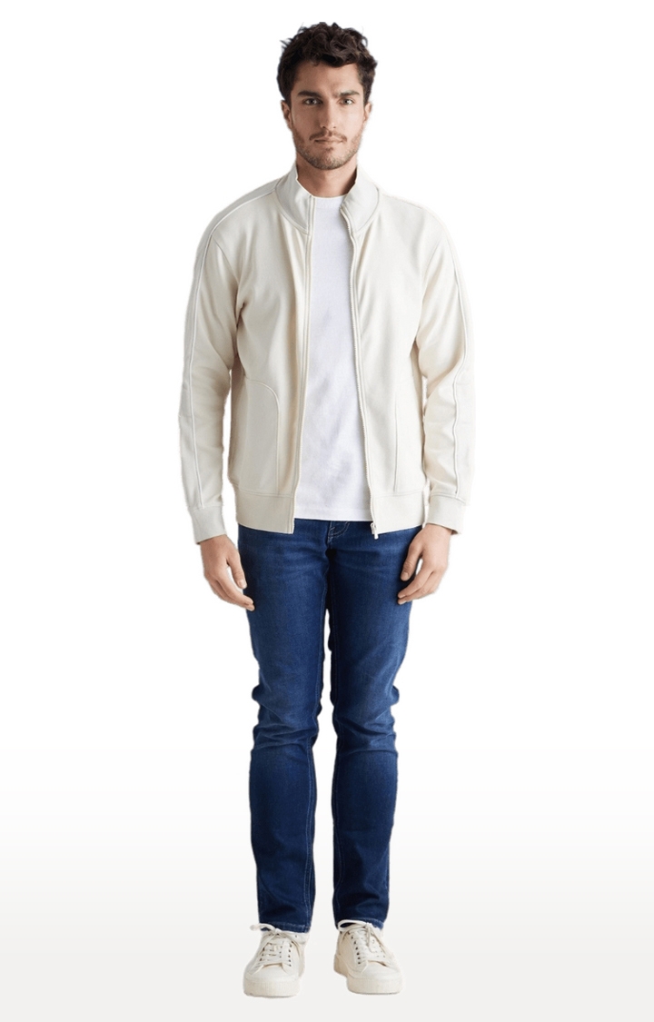 celio | Men's Beige Blended Solid Western Jackets