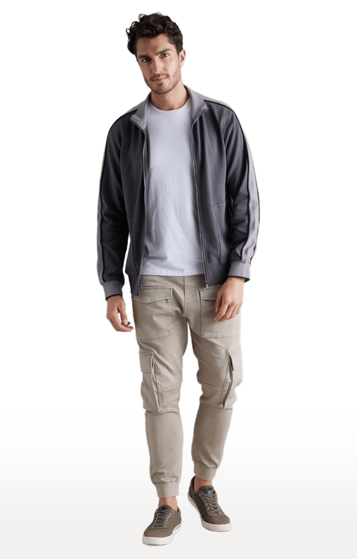 celio | Men's Grey Blended Solid Western Jackets