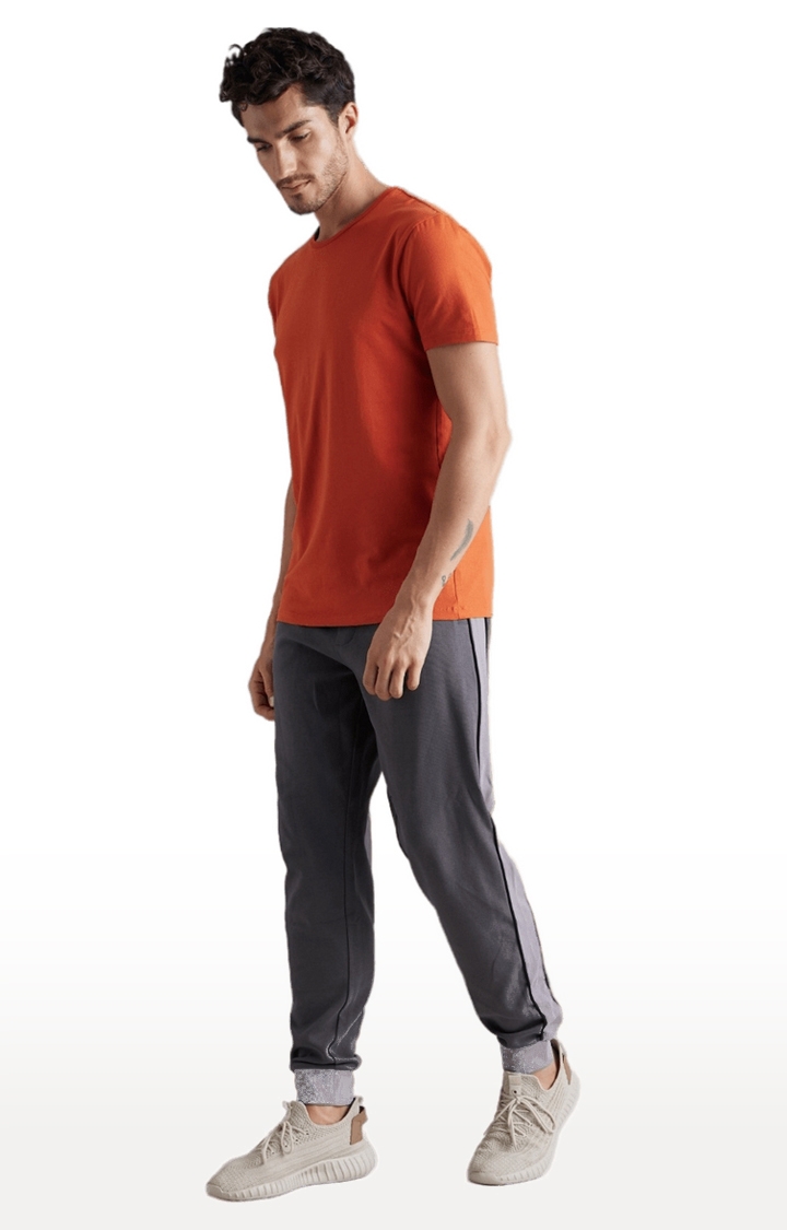 Men's Grey Cotton Blend Solid Casual Joggers