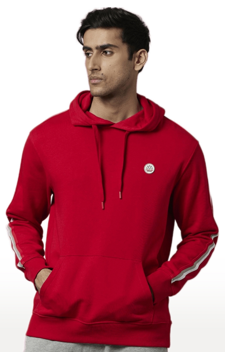 celio | Men's Red Cotton Solid Hoodies