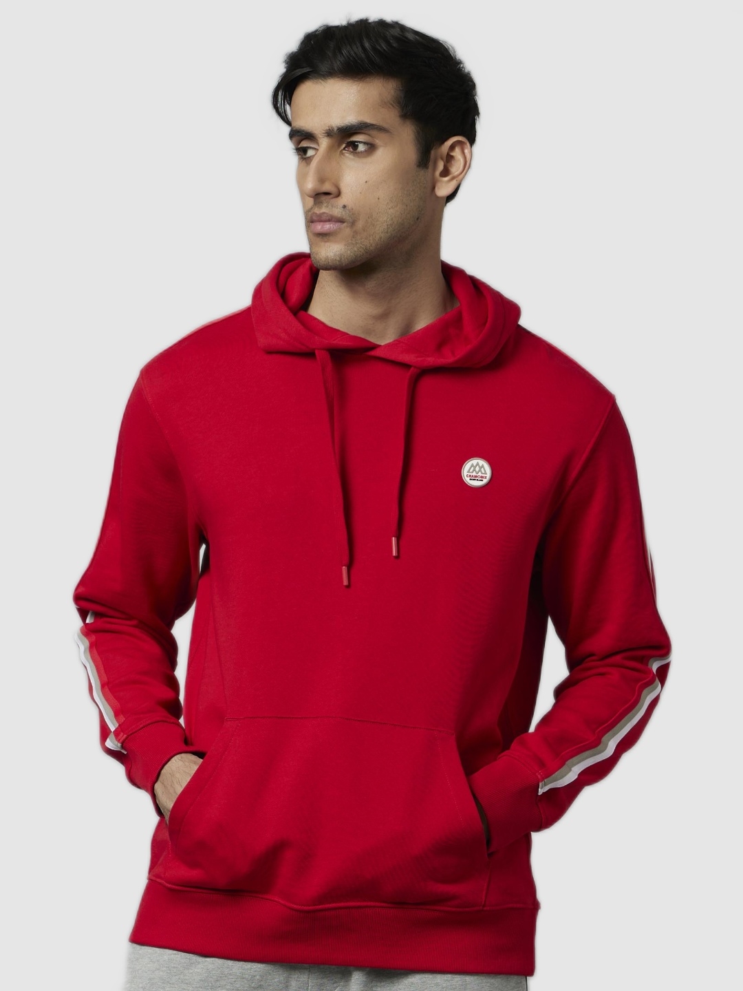 Chamonix-Mont-Blanc Solid Red Full-Sleeve Hooded Sweatshirt