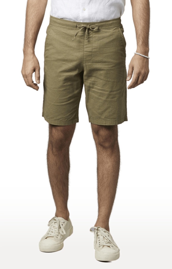 celio | Men's Brown Cotton Blend Solid Shorts