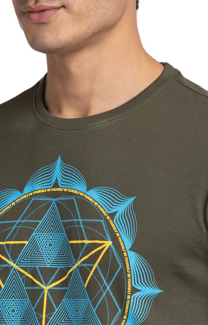 Globus Dark Olive Printed Tshirt