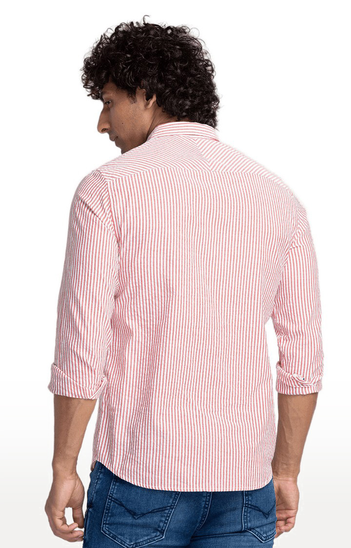 Globus Red Striped Regular Fit Casual Shirt