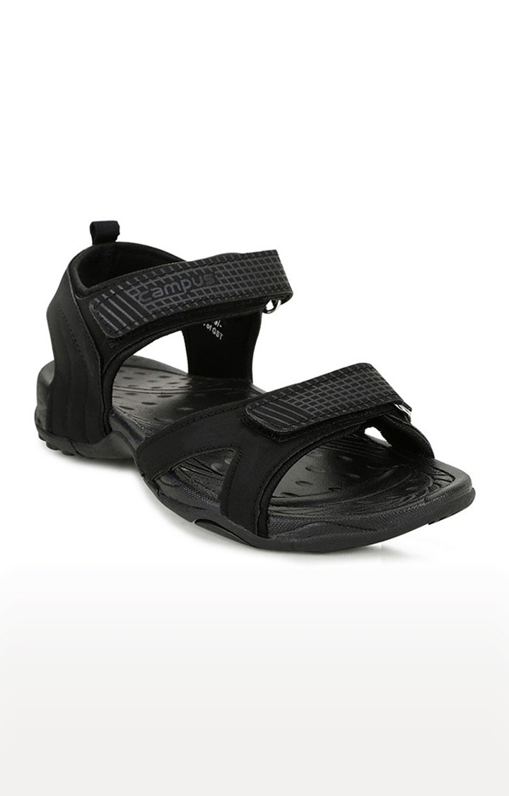 Boy's String-C Black Synthetic Sandals