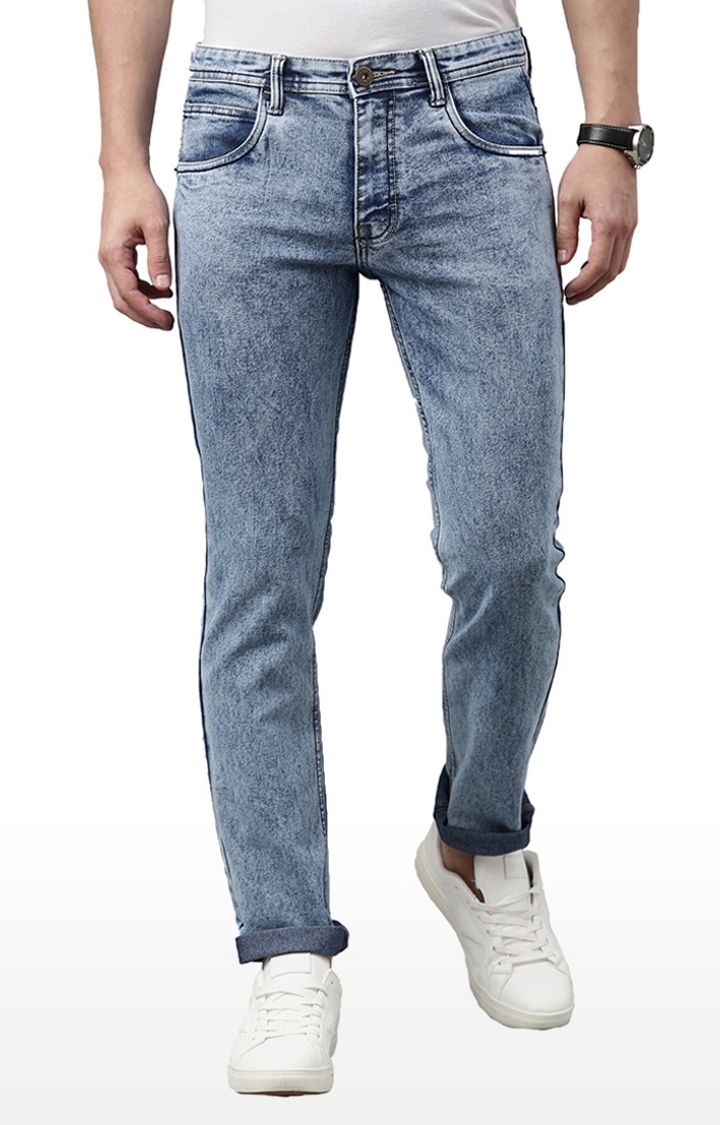 Chennis | Men's Blue Cotton Solid Slim Jeans