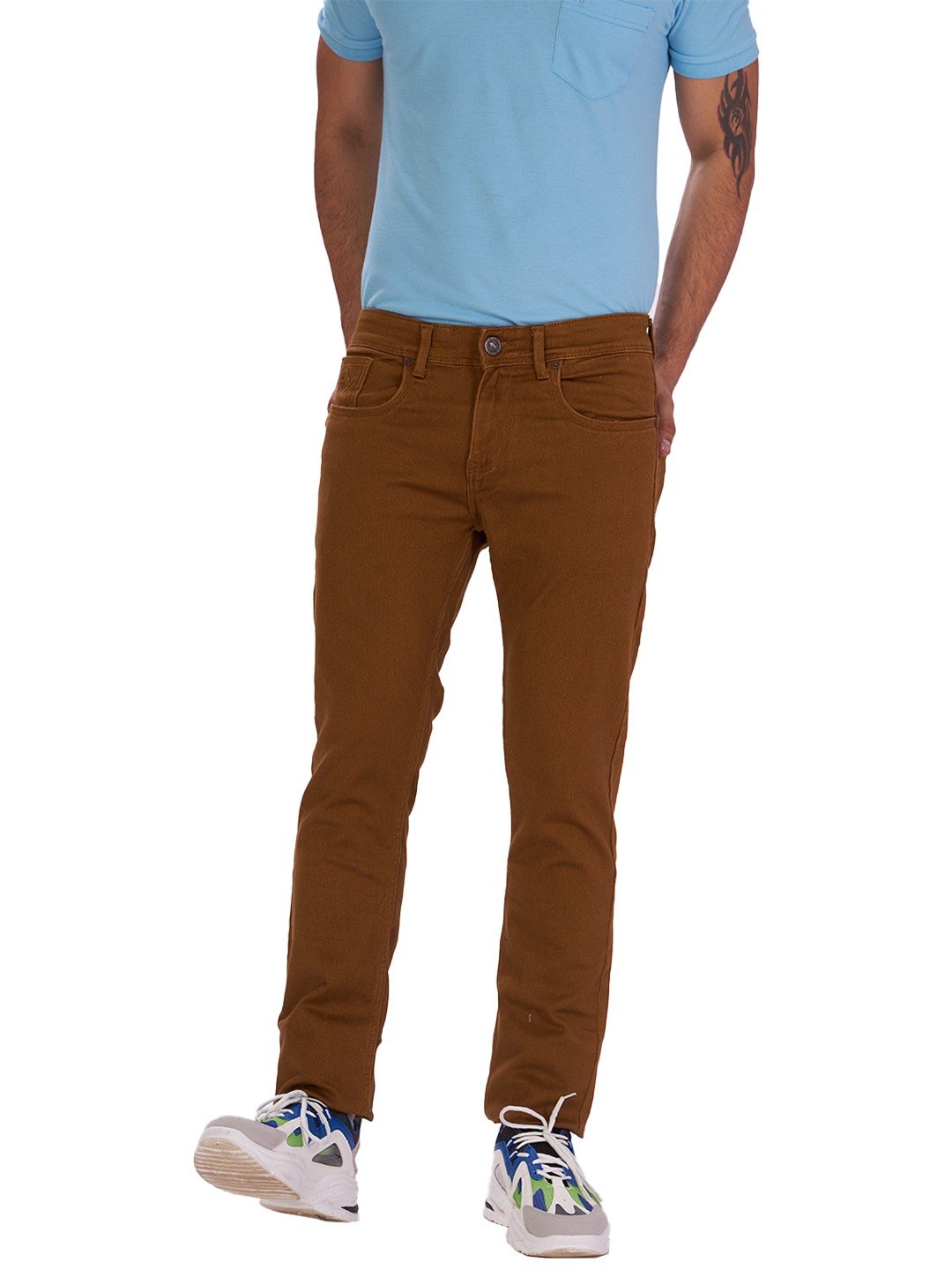 D'cot by Donear Men's Brown Cotton Jeans