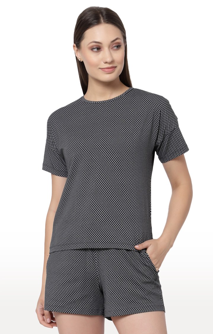 YOONOY | Women's Stretchable Round Neck Tee & Shorts Set