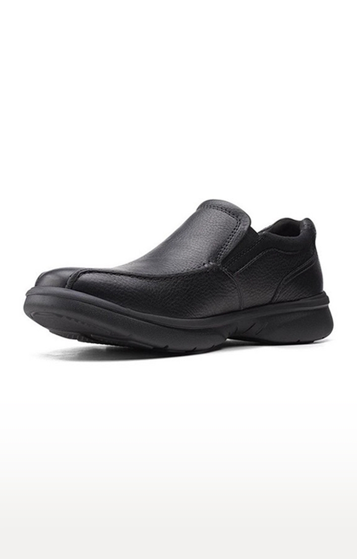 Men's Black Leather Casual Slip-ons