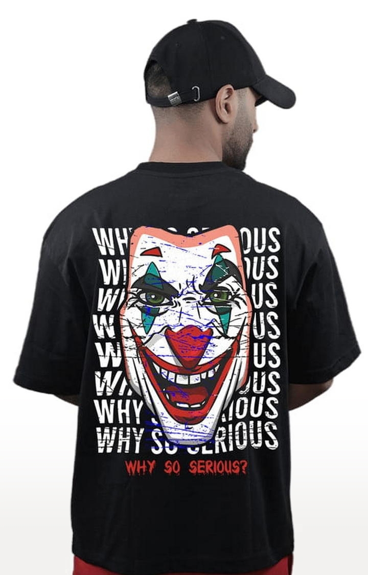 TeesHut | Men's Joker  Black Cotton Graphics Oversized T-Shirts