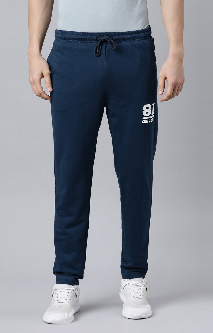 Chennis | Men's Navy Cotton Solid Trackpant