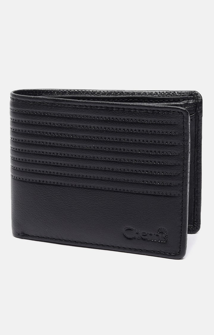 Men's Black Leather Textured Wallet