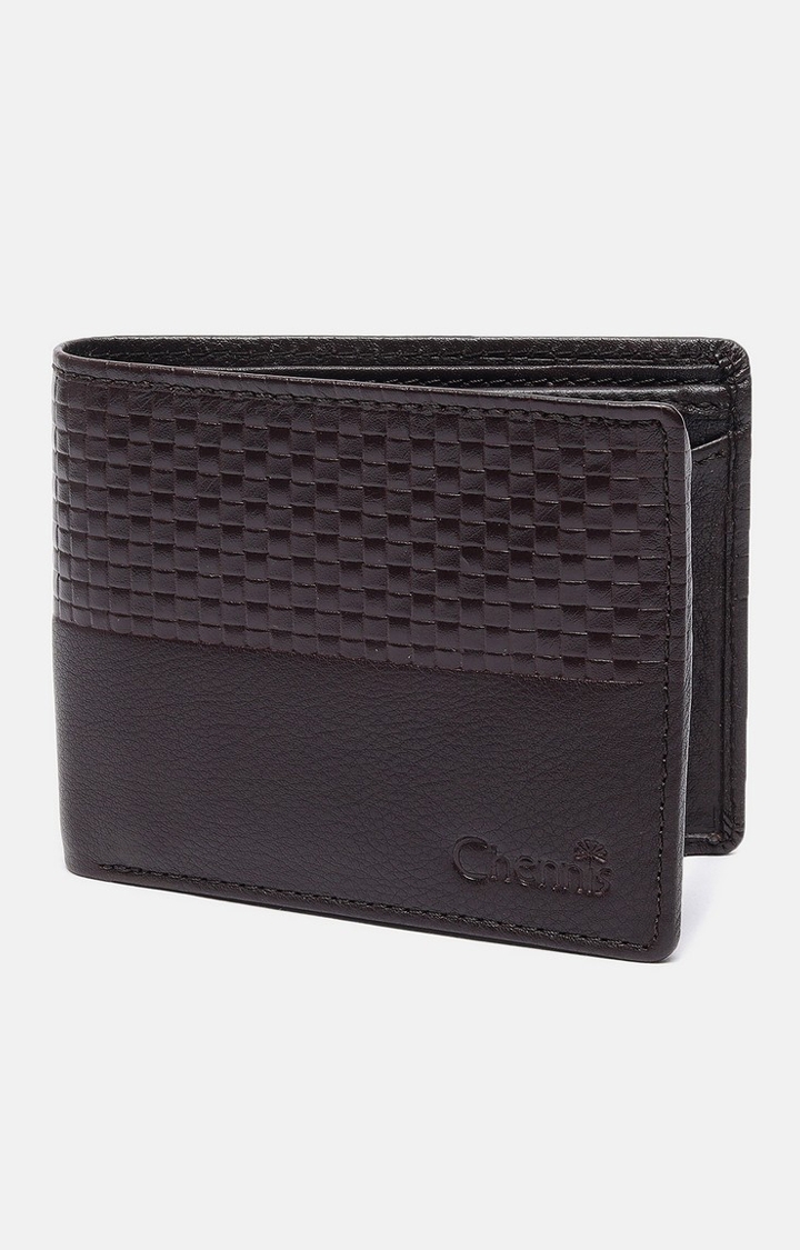 Men's Brown Leather Textured Wallet