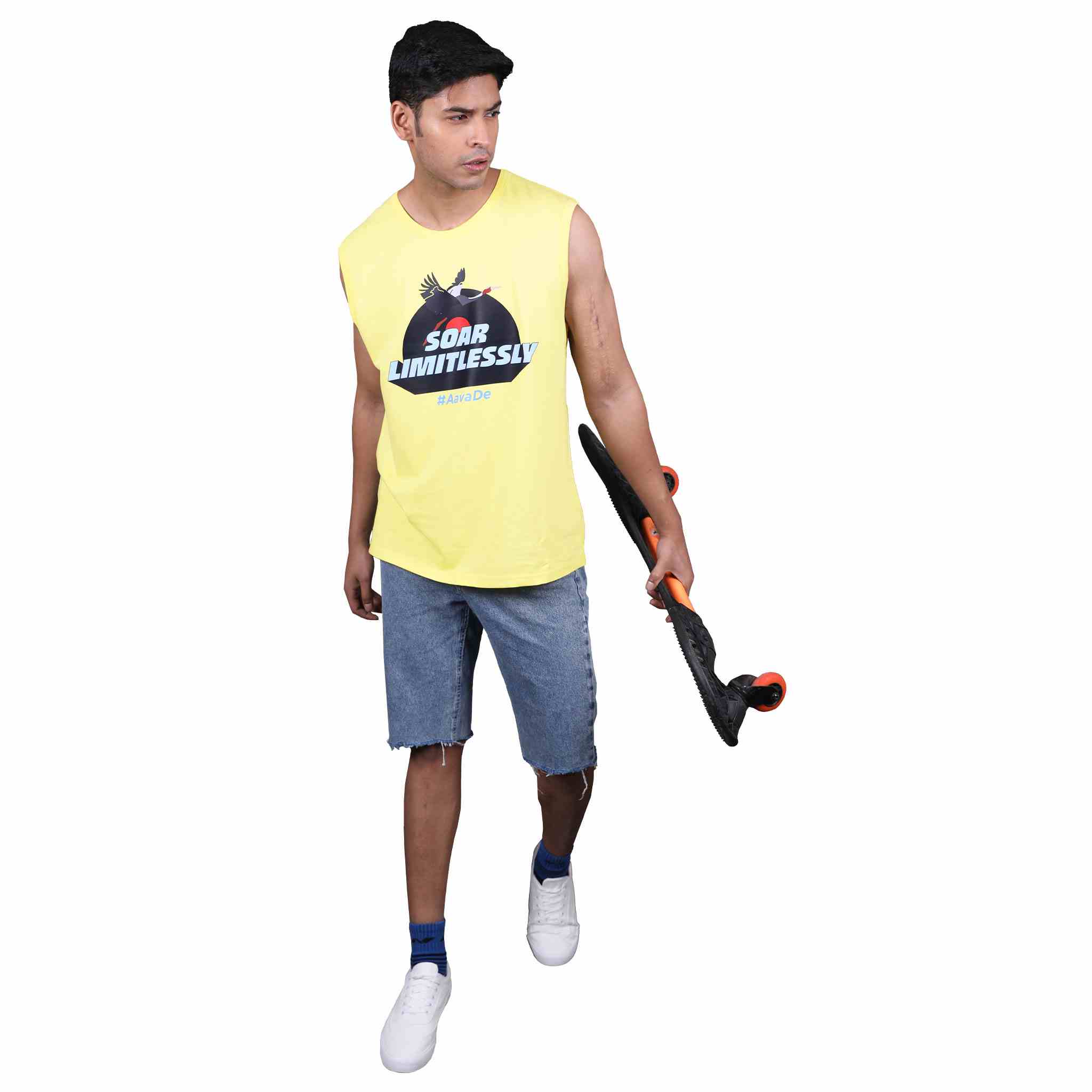 GT X KGL: Soar Limitlessly Sleeveless T Shirt - Lemon Yellow