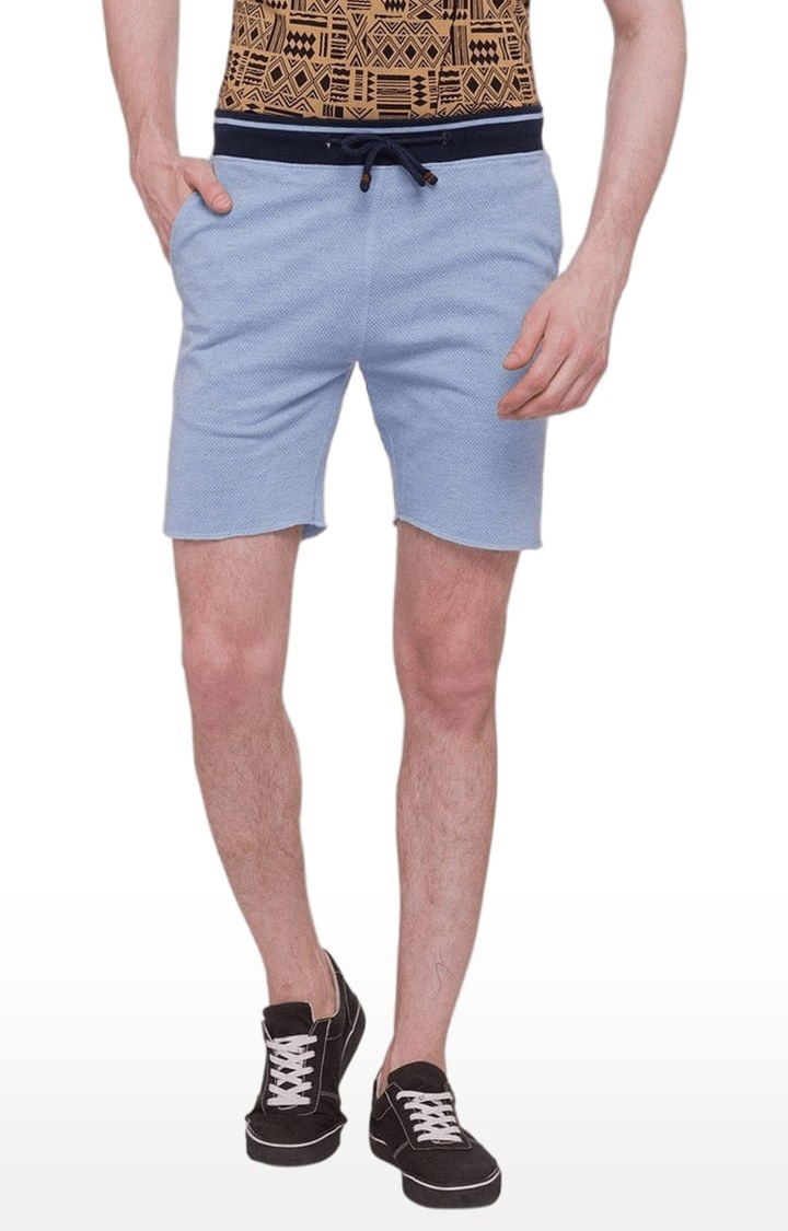 Status Quo | Men's Blue Polycotton Solid Short