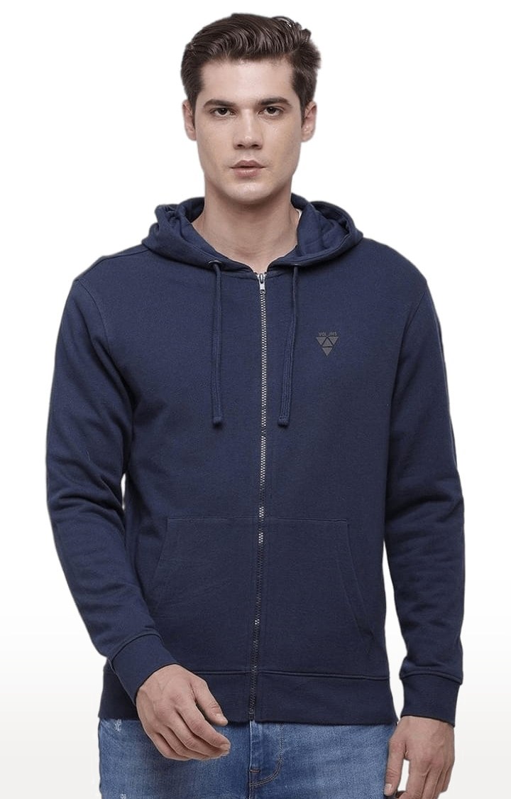 Voi Jeans | Men's Navy blue Cotton Solid hoodie