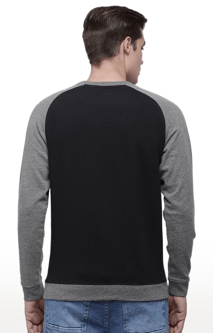 Men's Black & Grey Cotton Solid SweatShirt