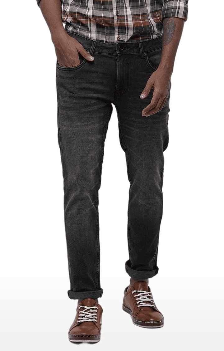 Men's Grey Cotton Blend Jeans