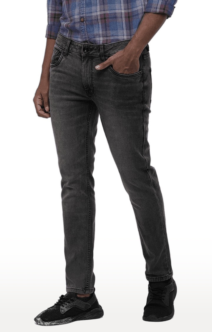 Men's Grey Cotton Blend  Regular Jeans