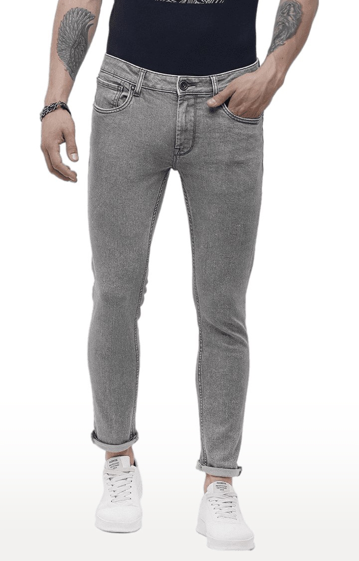 Men's Grey Cotton Skinny Jeans