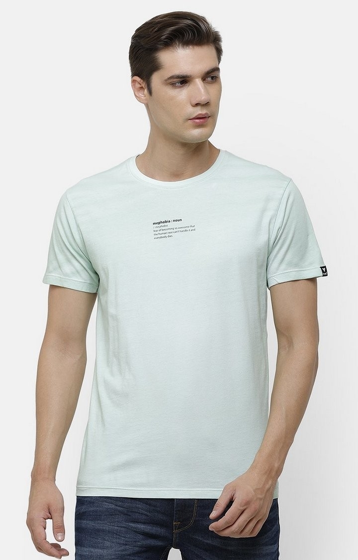 Men's Mint Green Cotton Solid T-Shirt