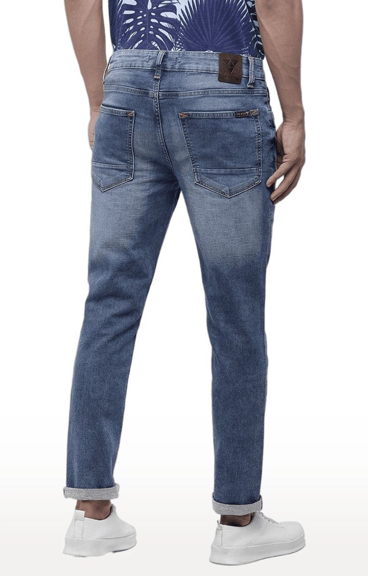 Men's Blue Cotton Slim Jeans