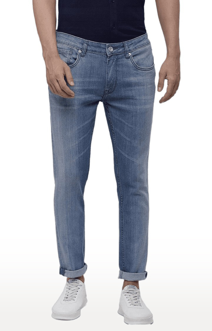 Men's Blue Cotton Regular Jeans