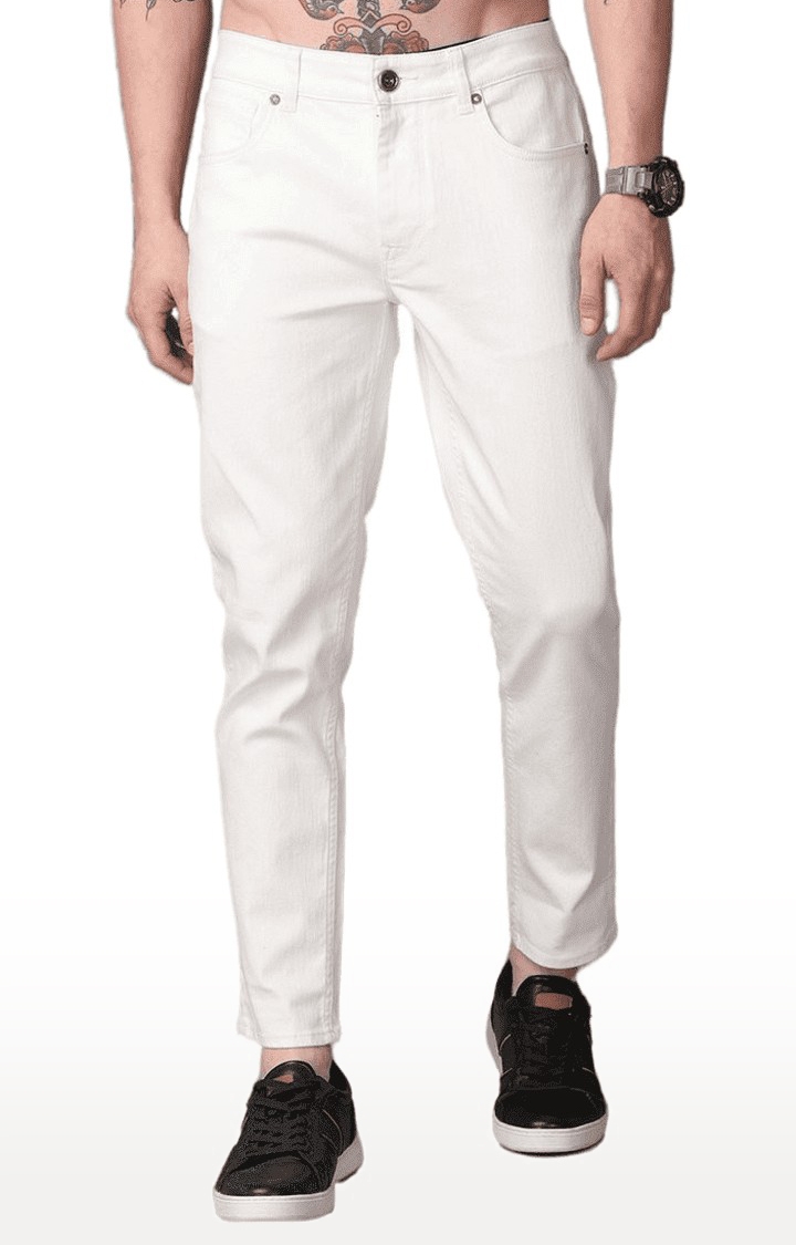 Men's White Denim Casual Slim Fit Jeans