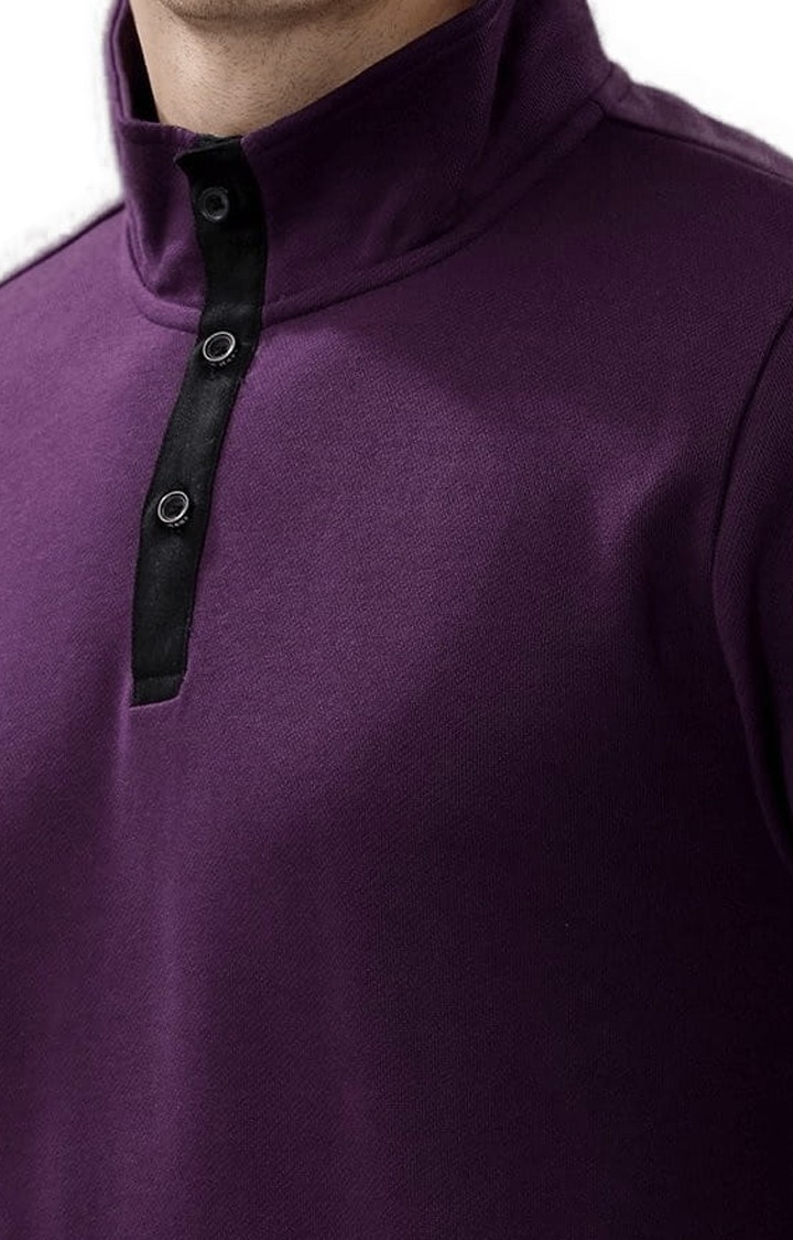Men's Purple Cotton Solid SweatShirt
