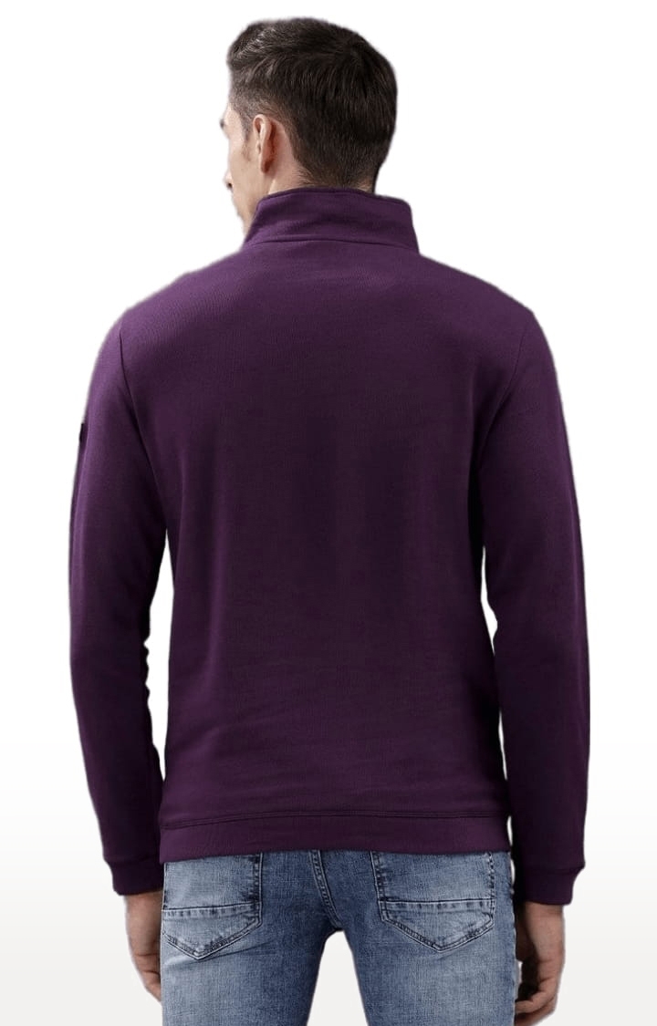 Men's Purple Cotton Solid SweatShirt
