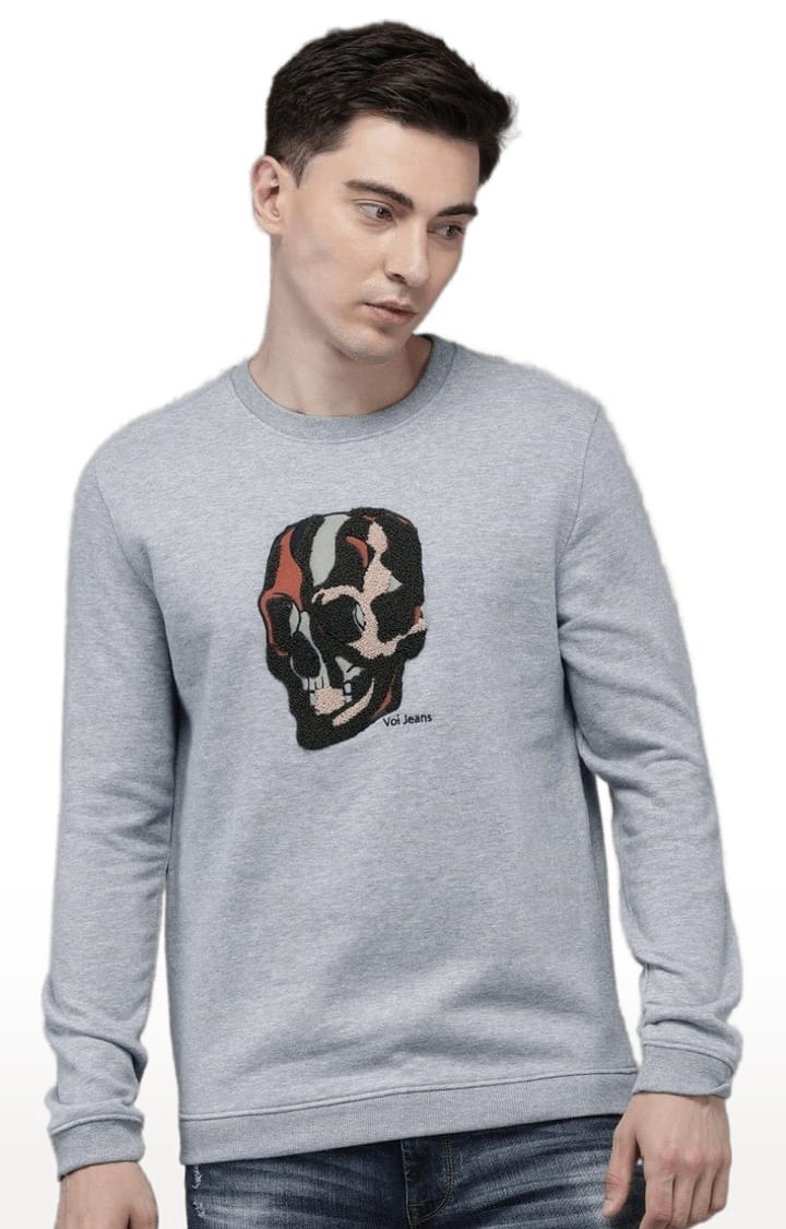Voi Jeans | Men's Grey Polycotton Graphic Printed SweatShirt