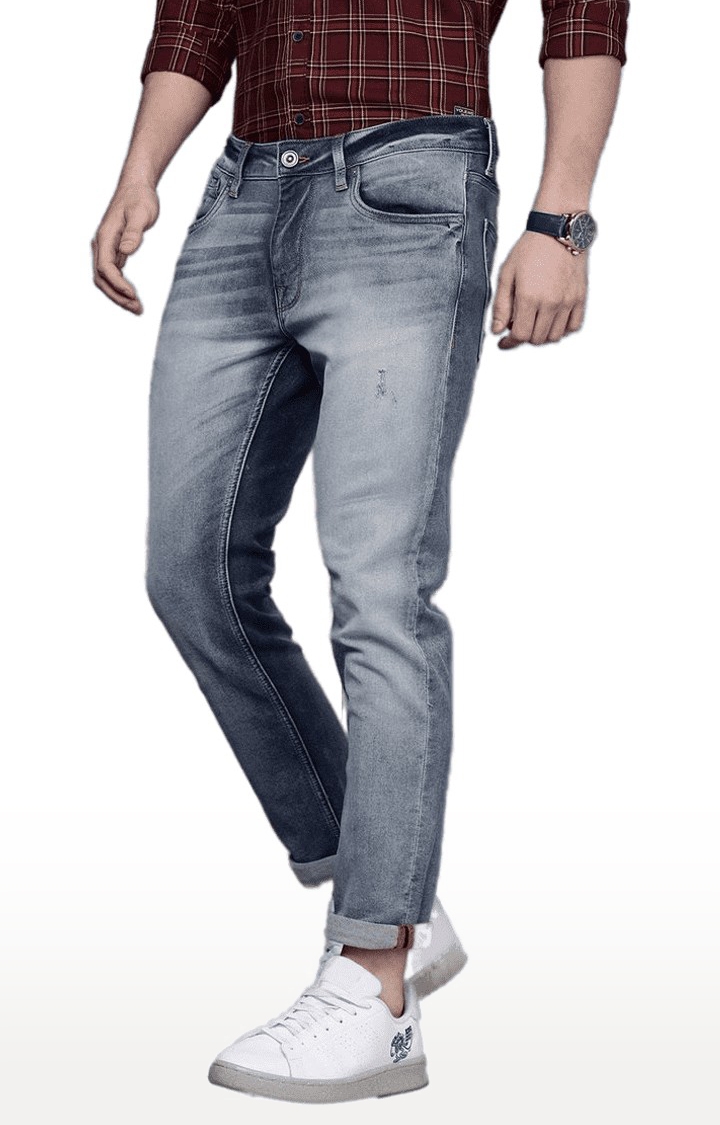 Men's Blue Polycotton Slim Jeans
