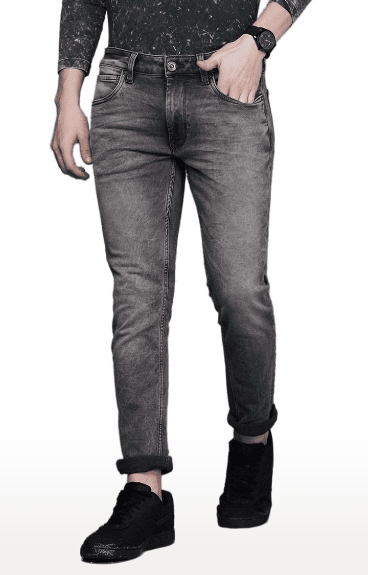 Men's Grey Cotton  Regular Jeans