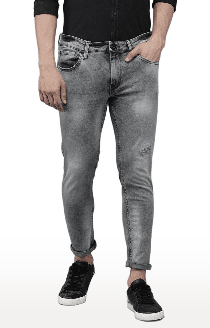Men's Grey Cotton Jeans