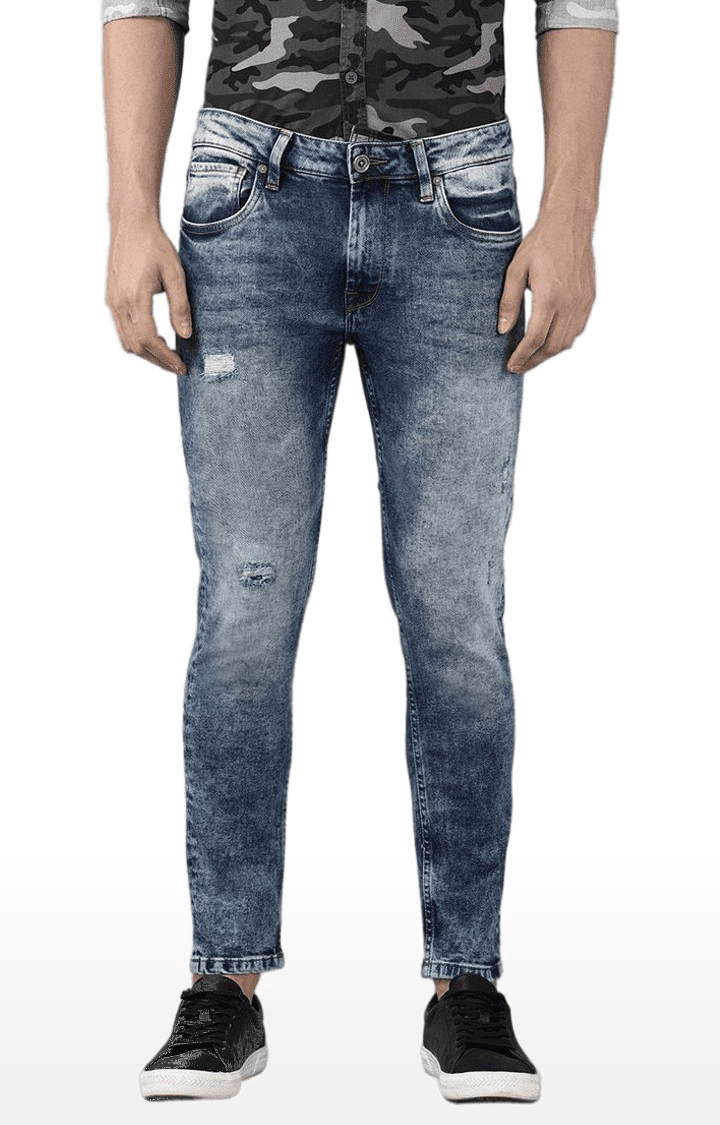 Men's Blue Cotton Skinny Jeans