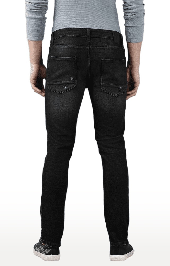Men's Black Cotton Tapered Jeans
