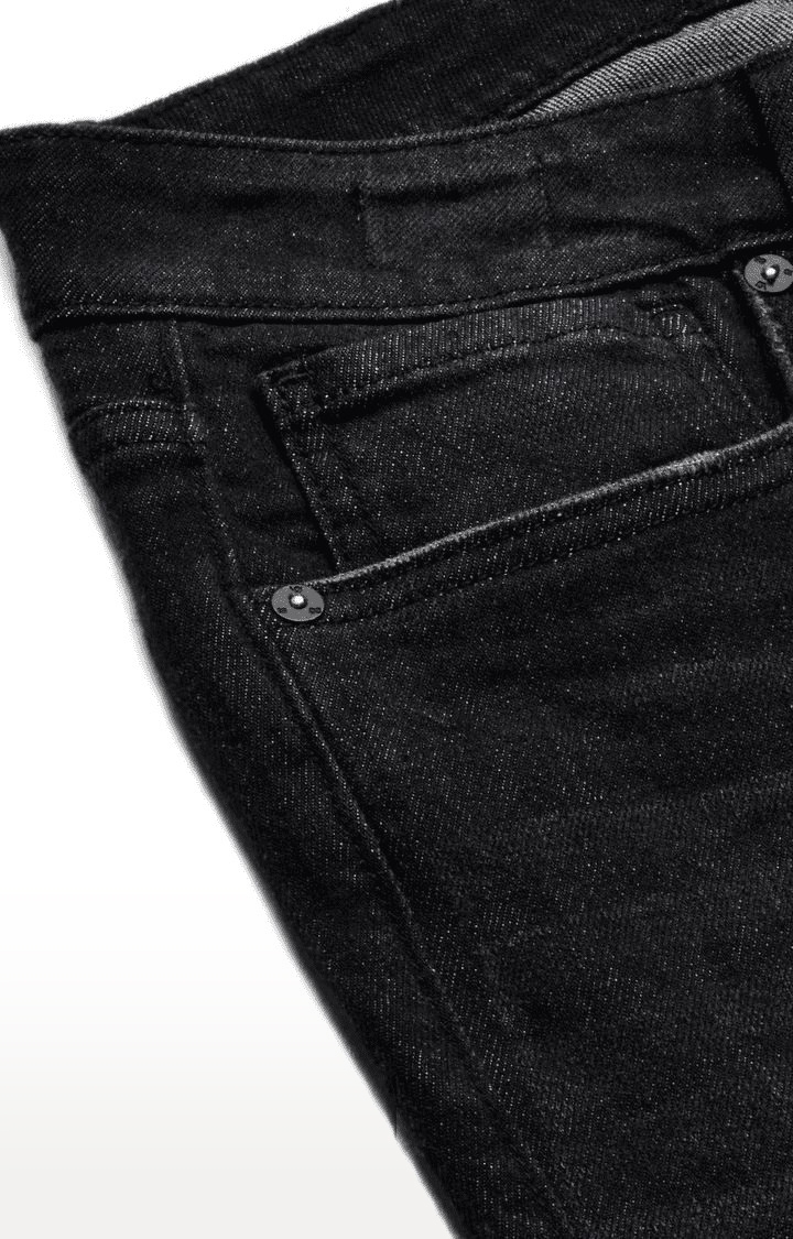 Men's Black Cotton Tapered Jeans