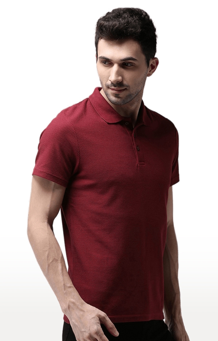 Men's Maroon Polycotton Solid Polos