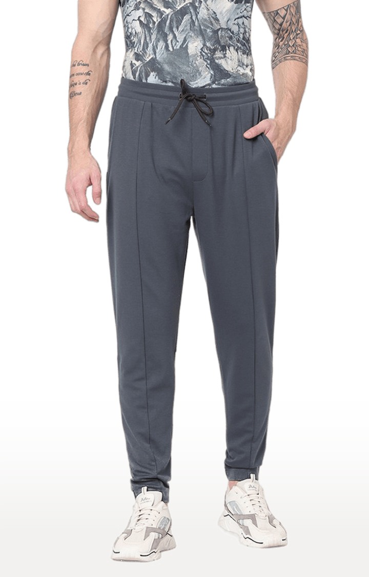 Men's Grey Cotton Solid TrackPant