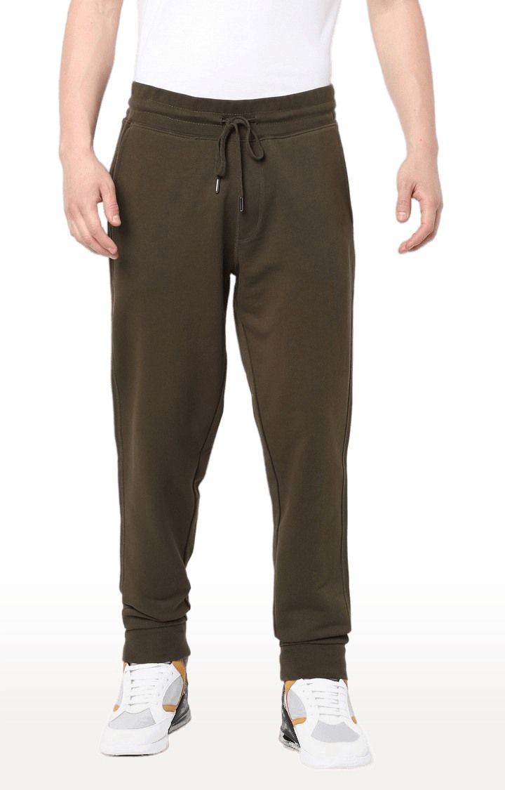 Men's Brown Cotton Solid Casual Joggers