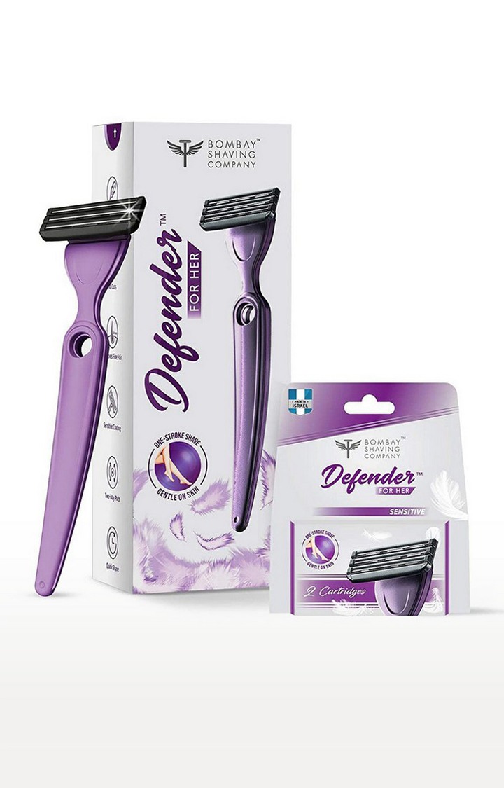 Defender For Her Women's Razor & Pack of 2 Sensitive Cartridges Combo