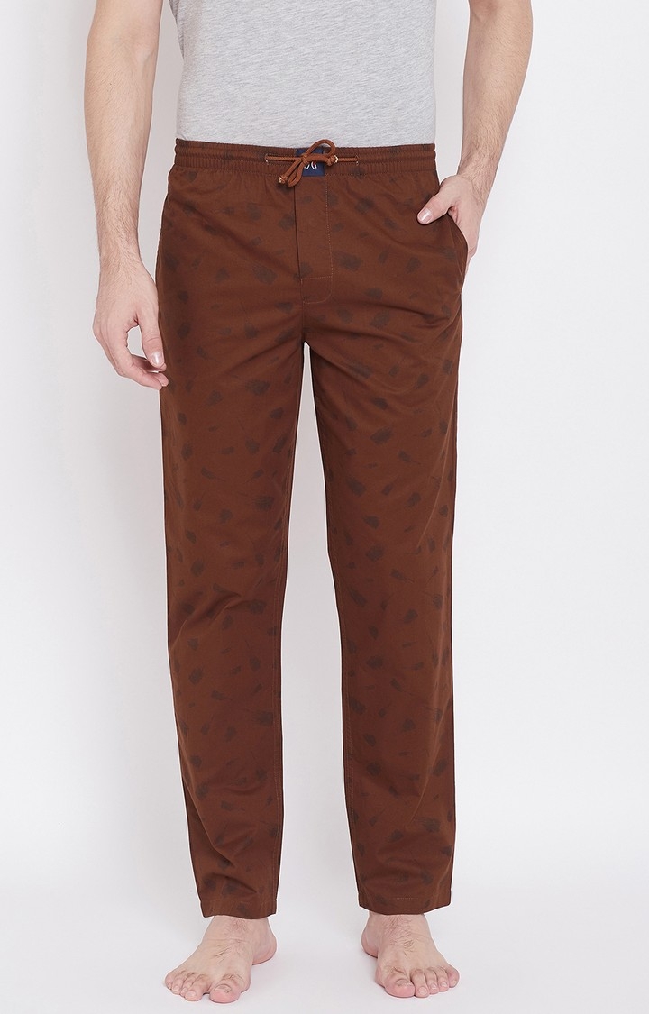 Womens Brown Hosiery Cotton Printed Half Sleeve T Shirt and Pajama Pants  Regular Fit NightSuit Top