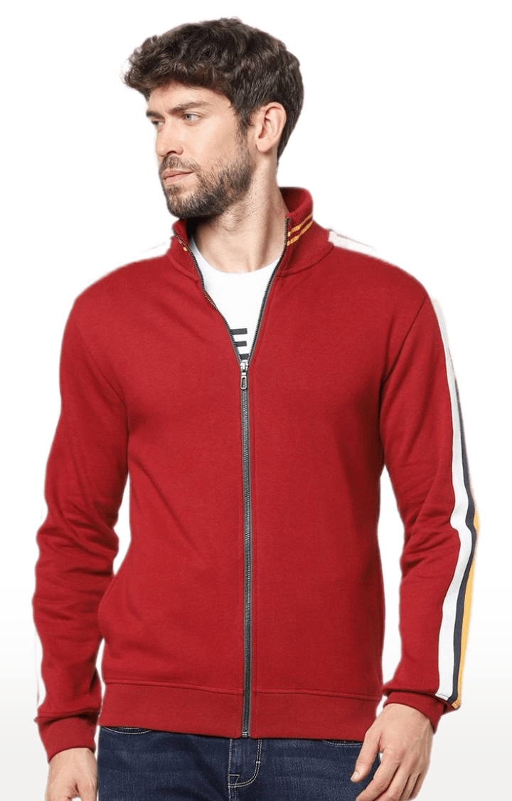 Men's Red Cotton Solid Western Jackets
