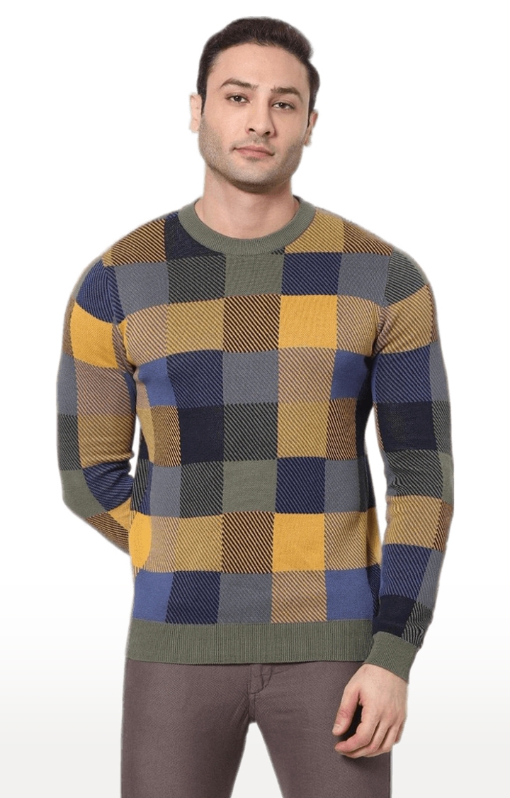 celio | Men's Multicolor Cotton Checked Sweaters