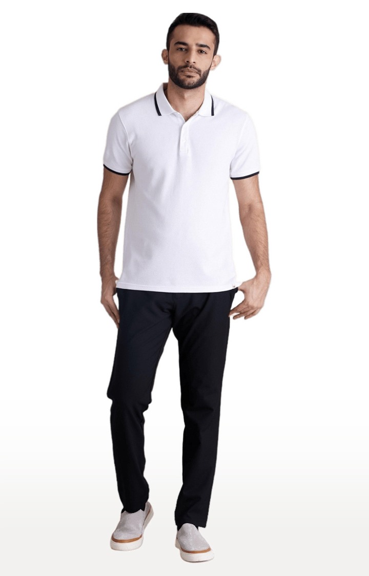 Men's Black Blended Solid Trouser