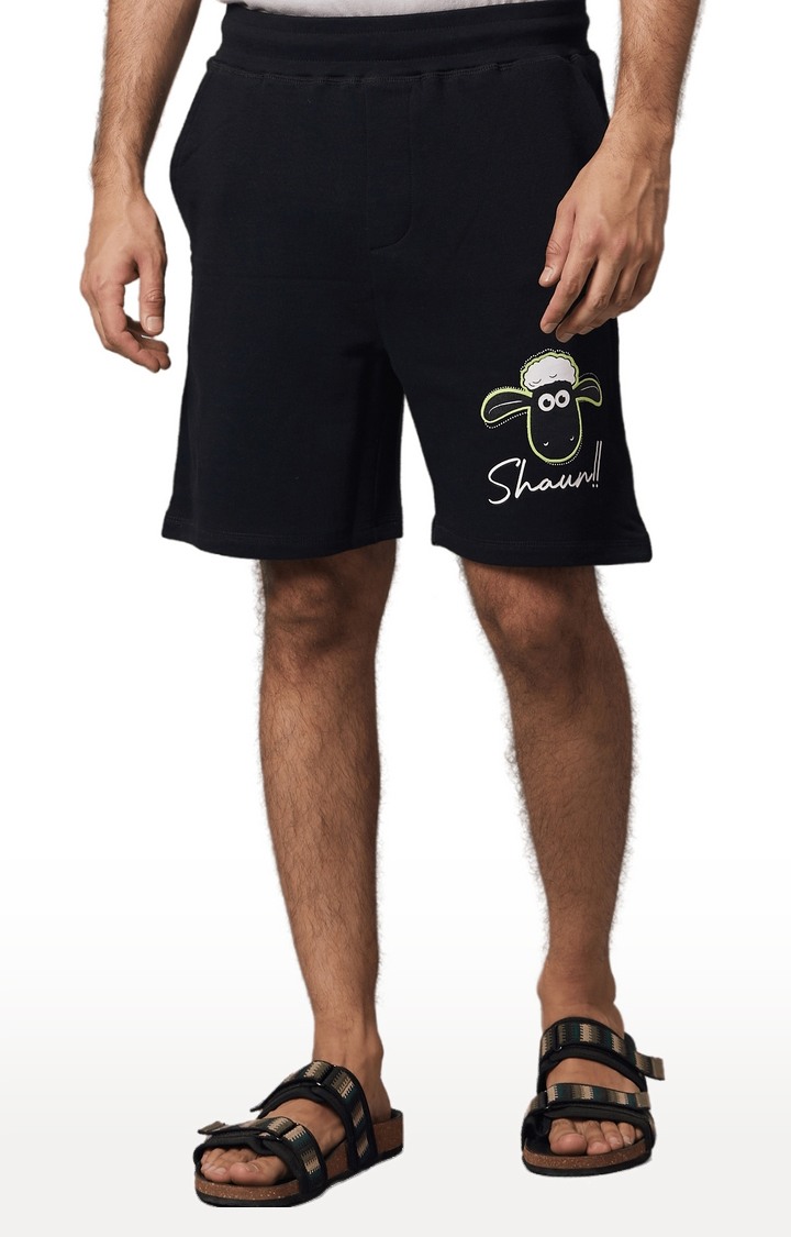 Men's Black Cotton Graphics Shorts