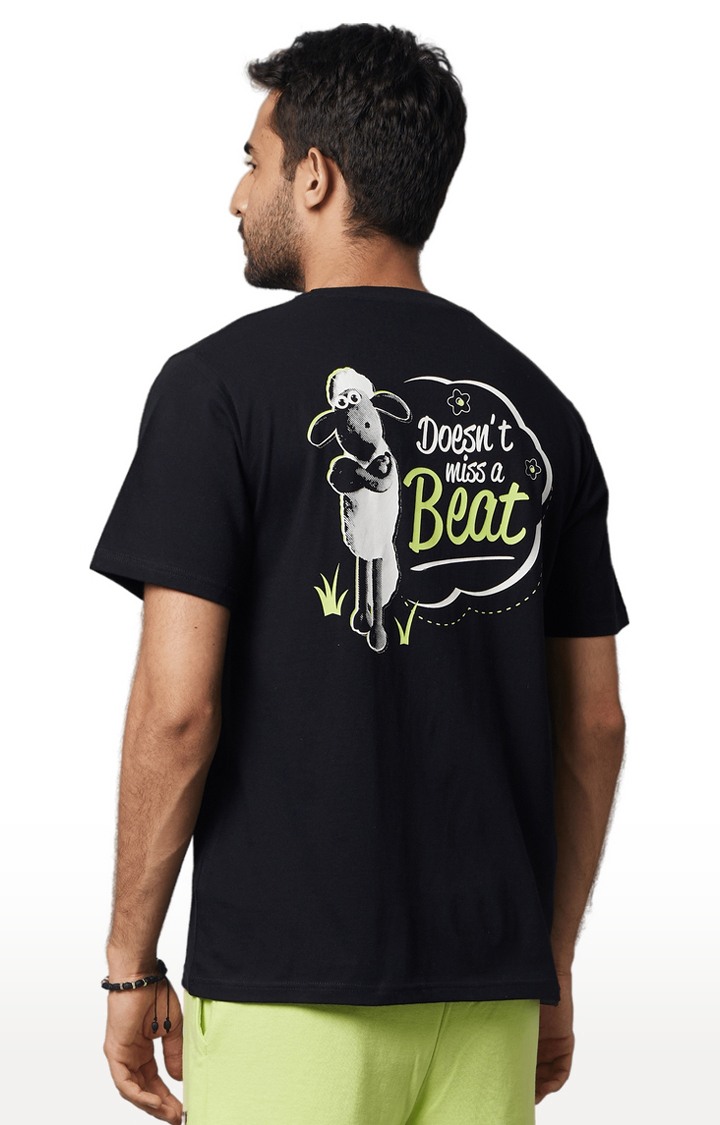 Men's Black Cotton Solid Regular T-Shirt