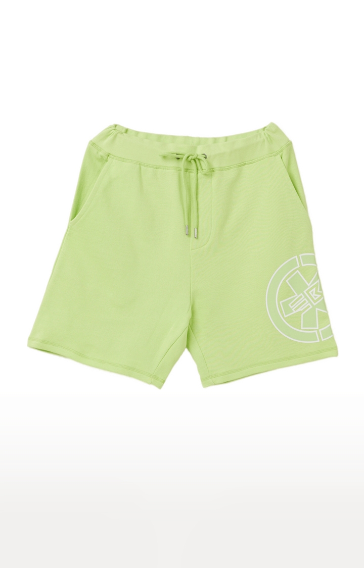 Men's Green Cotton Solid Shorts