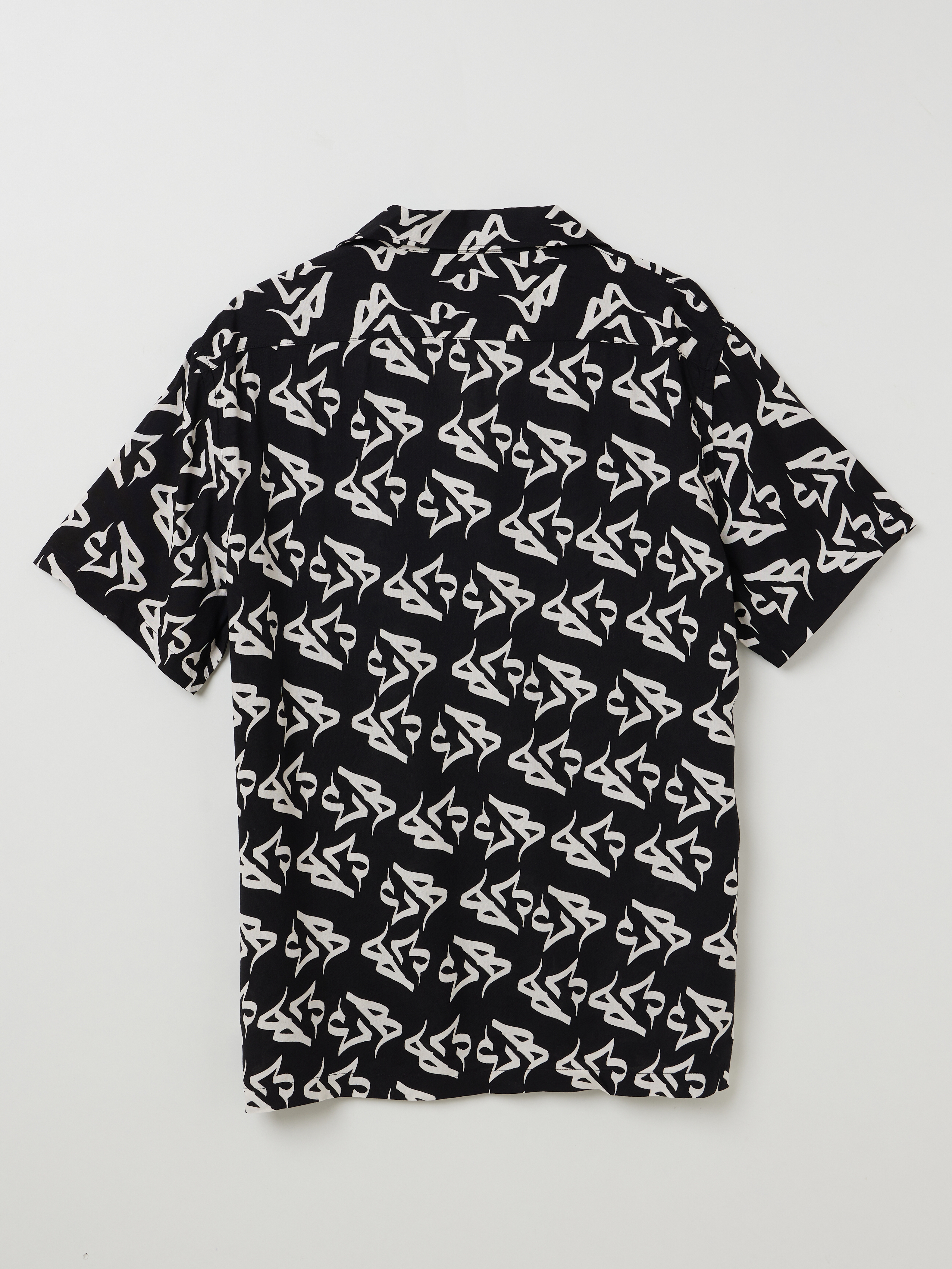 Men's Black and White Cotton Printed Casual Shirt