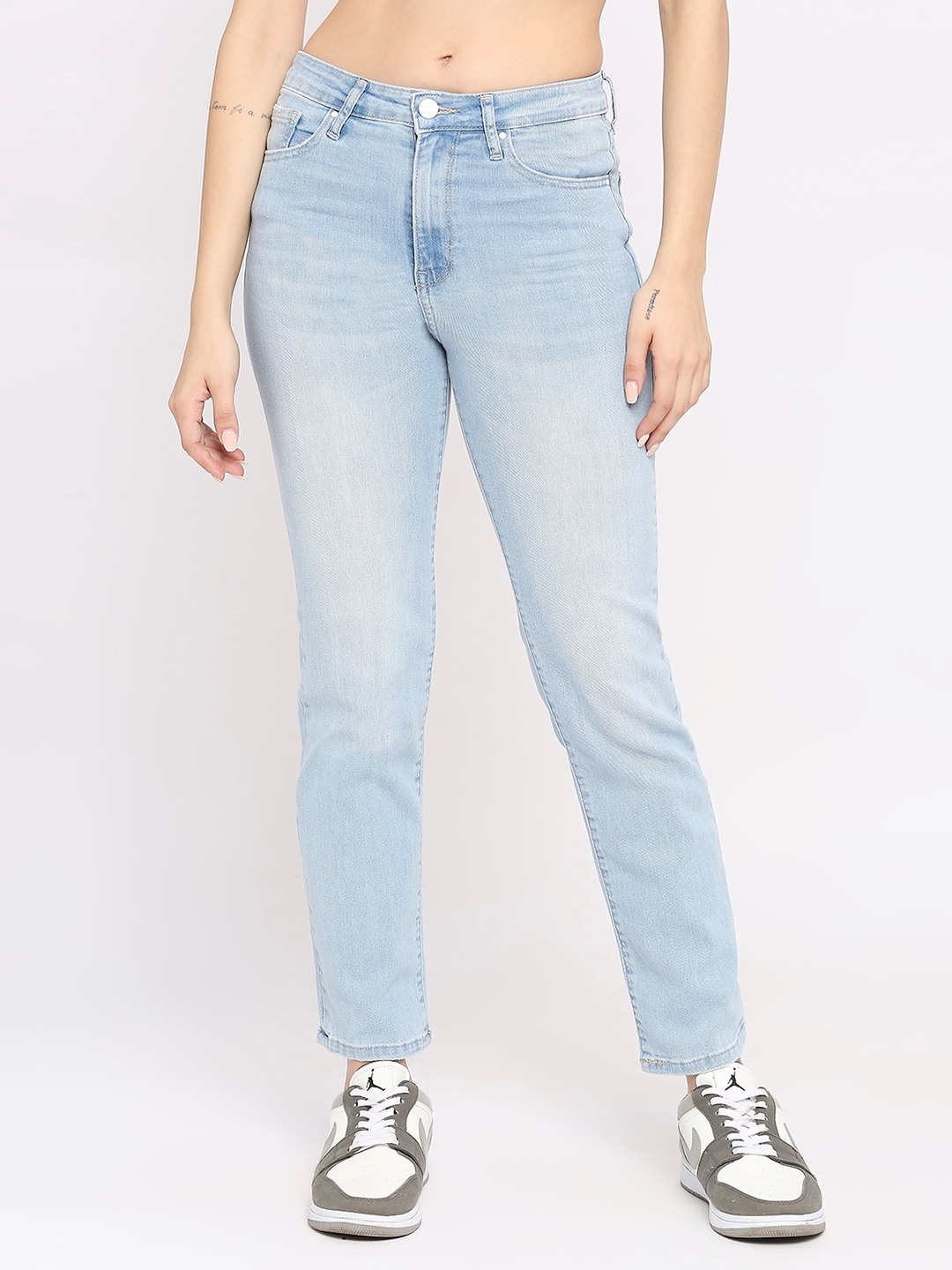 spykar | Spykar Women Light Blue Lycra Slim Straigth Fit - Clean Look Mid Rise Jeans-(Emma)